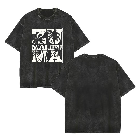 Malibu Us Resorts Designs Double Sided Mineral Wash T Shirts