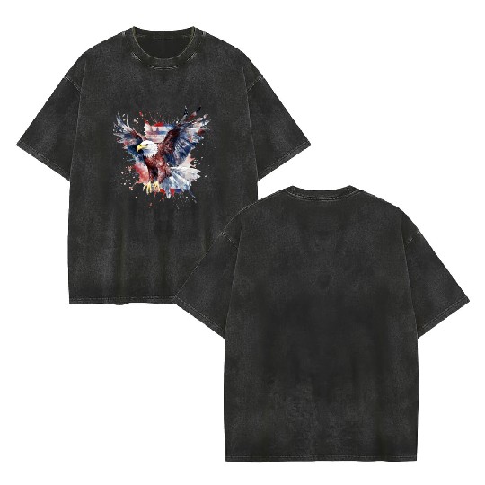 Eagle 4Th July Independent Day Double Sided Mineral Wash T Shirts
