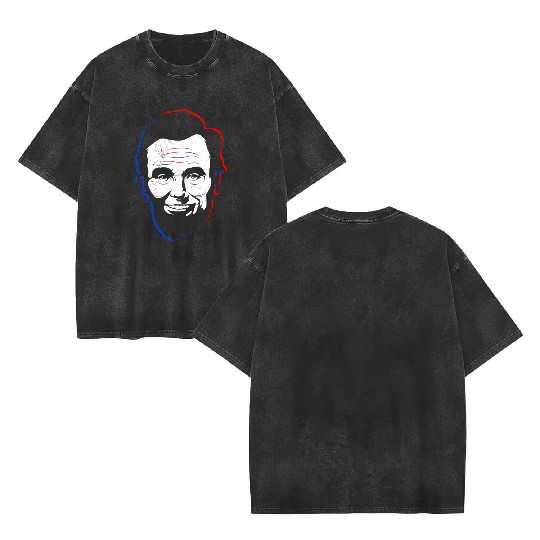 Merica Lincoln Independence Day USA Party Double Sided Mineral Wash T Shirts