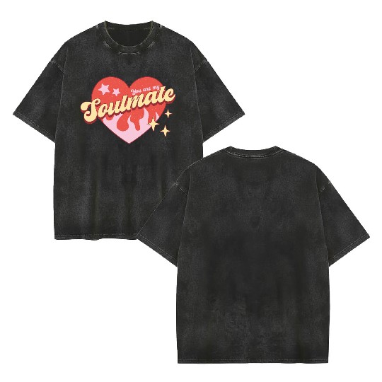 Soulmate heart valentine sublimation trending Double Sided Mineral Wash T Shirts