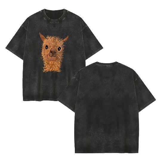 Alpaca Lama Sweet Alpaca Sweet Alpaca Alpaca Head Double Sided Mineral Wash T Shirts
