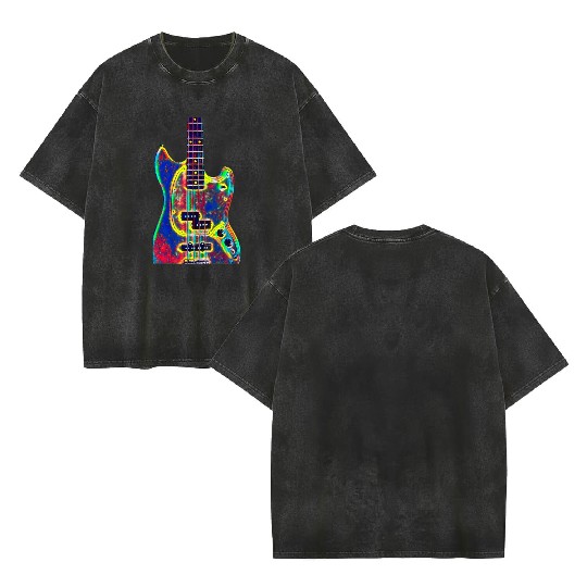 Bass Guitar Musician Player Double Sided Mineral Wash T Shirts