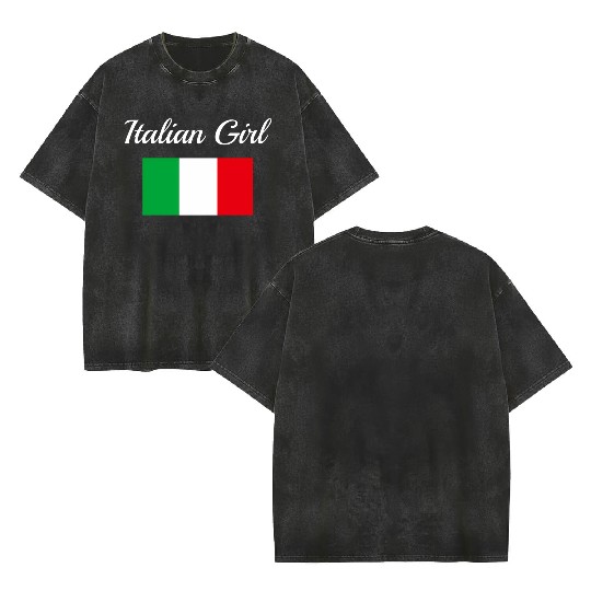 Italian Flag Italy Pride Italian-American Double Sided Mineral Wash T Shirts