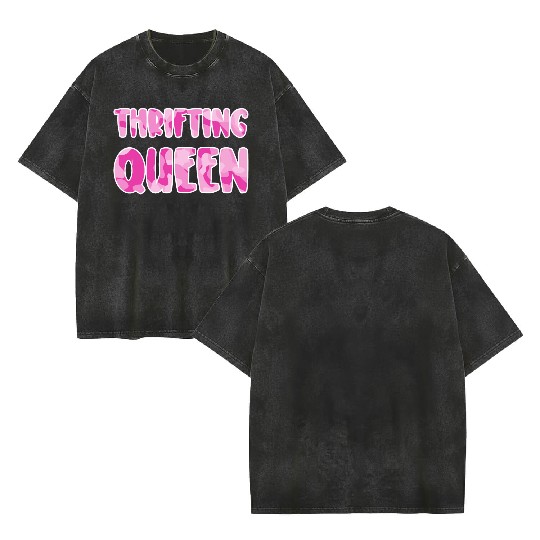 Thrifting Queen pink camo Double Sided Mineral Wash T Shirts