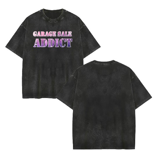 Garage Sale Addict pink purple watercolor Double Sided Mineral Wash T Shirts