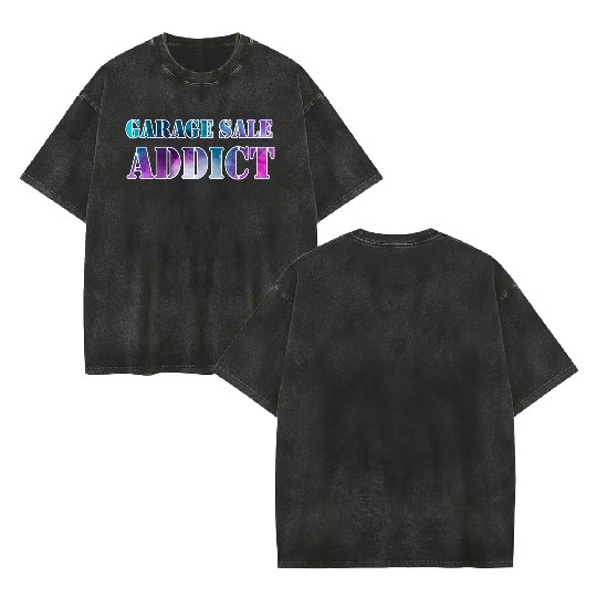 Garage Sale Addict blue purple watercolor Double Sided Mineral Wash T Shirts