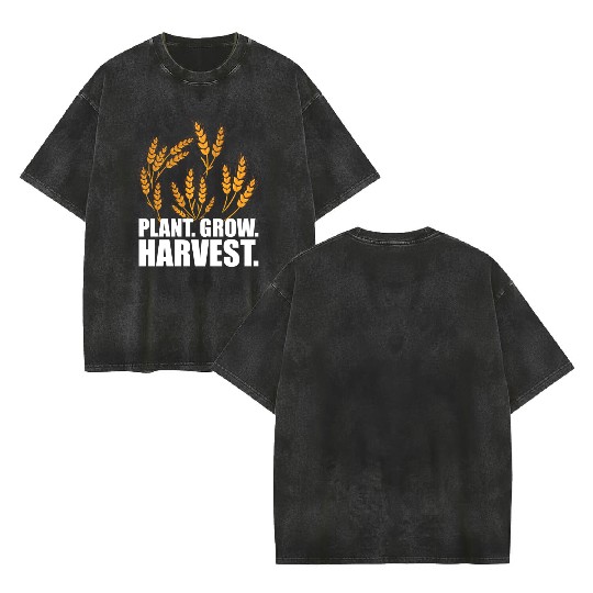 Wheat Farmer Plant Grow Harvest W Double Sided Mineral Wash T Shirts