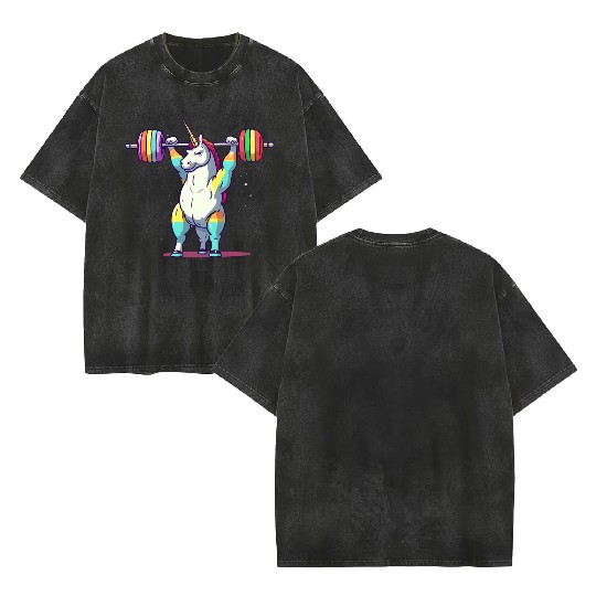 Unicorn Weighlifting Double Sided Mineral Wash T Shirts