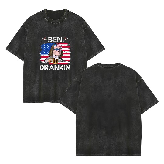 Ben Drankin US President Independence Day Double Sided Mineral Wash T Shirts