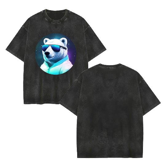 Cool polar bear with sunglasses Double Sided Mineral Wash T Shirts
