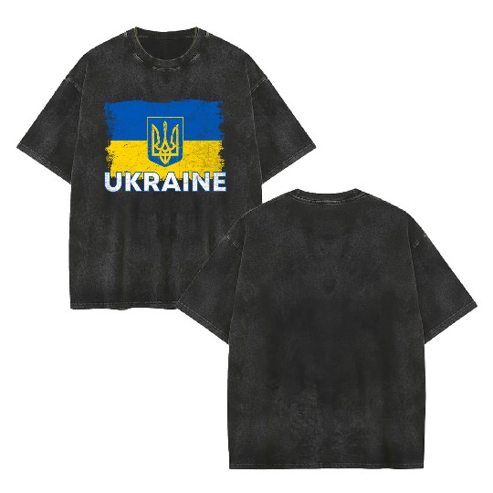 Ukrainian Flag Ukraine Flag Ukraine Double Sided Mineral Wash T Shirts