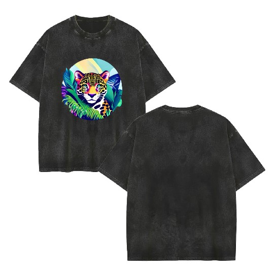 Jaguar in the Tropics Double Sided Mineral Wash T Shirts