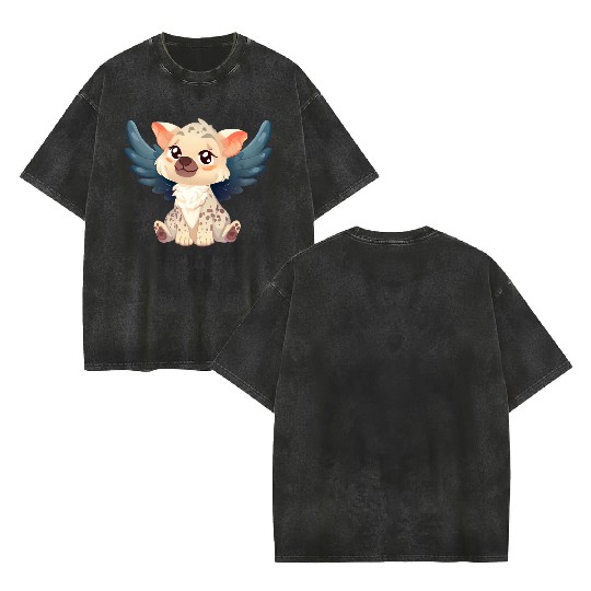 Kawaii Hyena Angel - Sweet Flight through the Double Sided Mineral Wash T Shirts