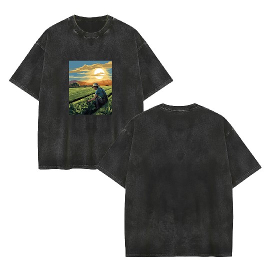 Farming Farmer Farm Agriculture Double Sided Mineral Wash T Shirts