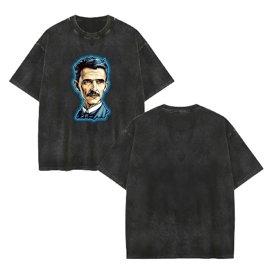 Nikola Tesla Physics Nerd Geek Double Sided Mineral Wash T Shirts