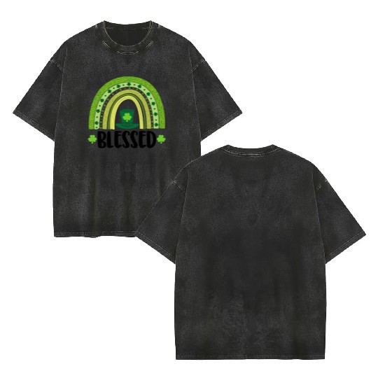 Blessed St Patricks Double Sided Mineral Wash T Shirts