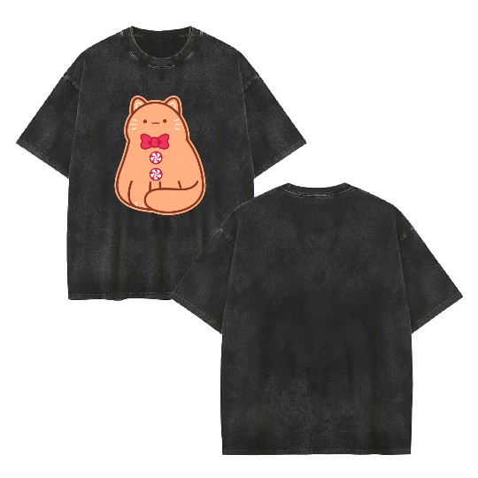 Gingerbread Cat Double Sided Mineral Wash T Shirts