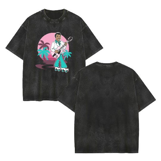 Breezin' on Wheels Retro Cartoon - Malibu Style Double Sided Mineral Wash T Shirts