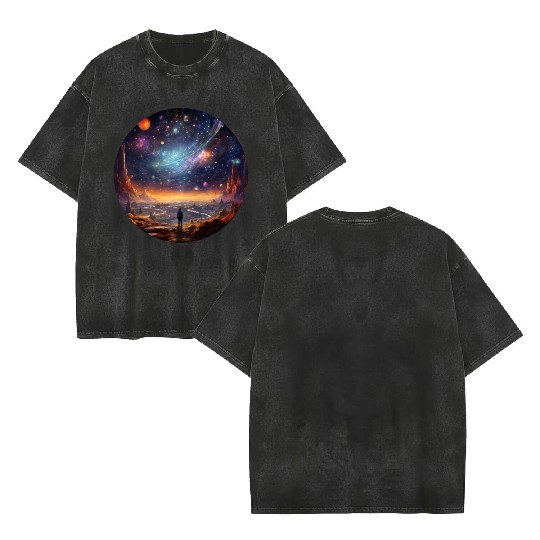 Galactic Splendor: Embrace the Marvels of Cosmos Double Sided Mineral Wash T Shirts
