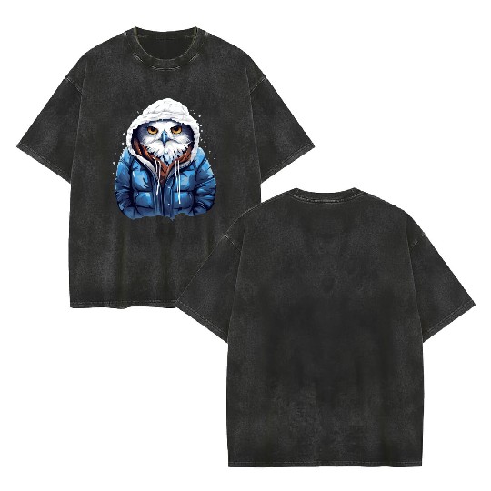 Street Style Snow Owl | Owl Lovers Double Sided Mineral Wash T Shirts