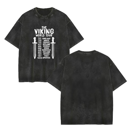 The Viking World Tour Double Sided Mineral Wash T Shirts