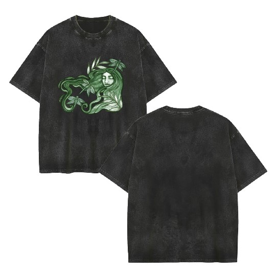 Dragonfly Goddess In Green Double Sided Mineral Wash T Shirts