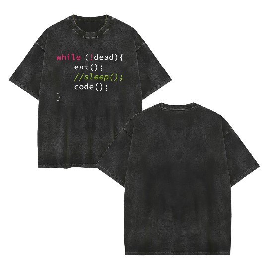 Funny Coding Computer Science Programmer Eat Sleep Double Sided Mineral Wash T Shirts