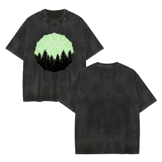 Green Forest Mandala Pacific Northwest Double Sided Mineral Wash T Shirts