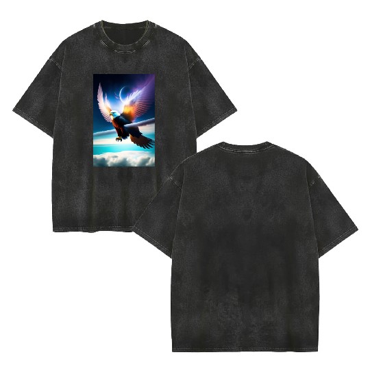 "Embrace Transformation: Crystal Eagle Design" Double Sided Mineral Wash T Shirts