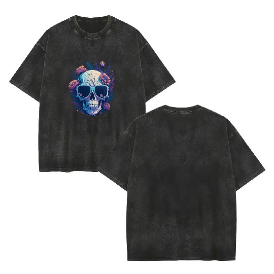 Floral Skull | C16 Double Sided Mineral Wash T Shirts