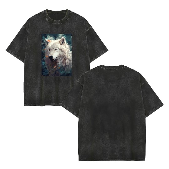 white wolf Double Sided Mineral Wash T Shirts