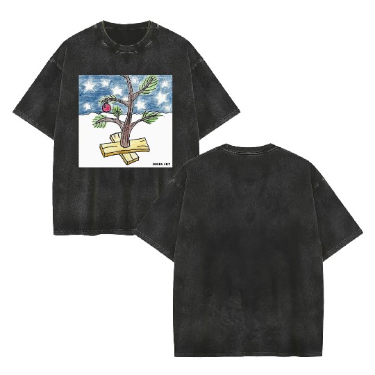 Christmas Holiday Cartoon Christmas Tree Double Sided Mineral Wash T Shirts