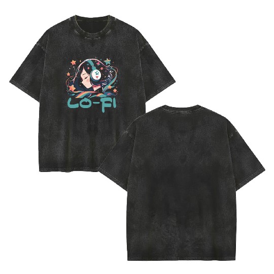 Lofi Music Lover Low Fidelity Japanese Aesthetic Double Sided Mineral Wash T Shirts