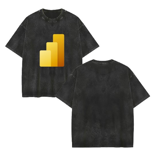 Power BI Logo, business intelligence software Double Sided Mineral Wash T Shirts