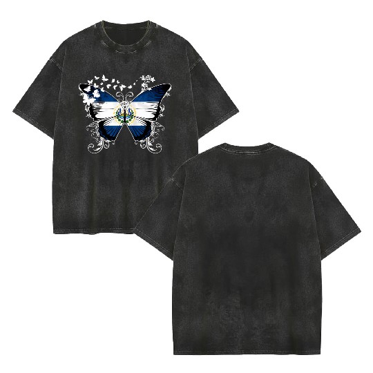 El Salvador Flag Salvadoran Double Sided Mineral Wash T Shirts