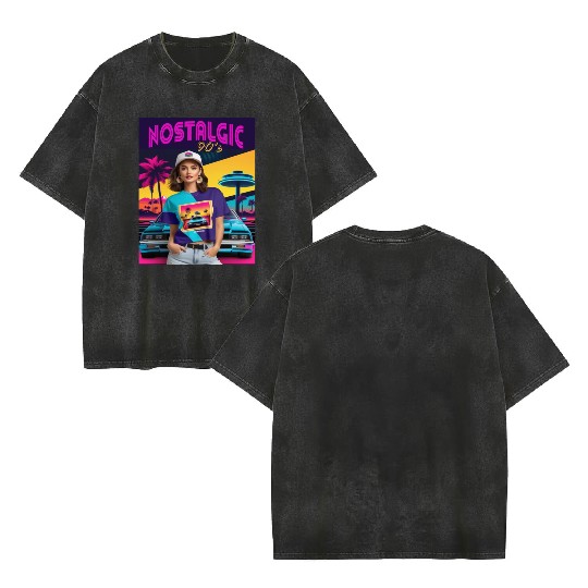 NOSTALGIC 90S THROWBACK Double Sided Mineral Wash T Shirts