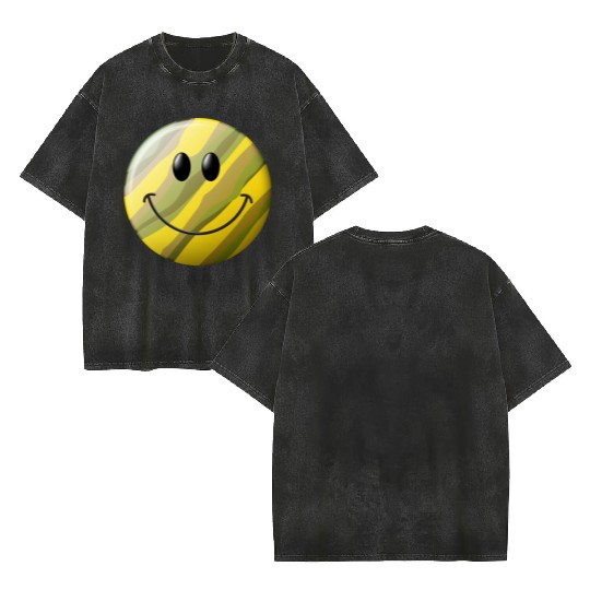 Camo Smiling Happy Face Double Sided Mineral Wash T Shirts