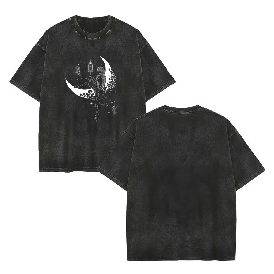 Fairy Fairycore Moon Crescent Moon Double Sided Mineral Wash T Shirts