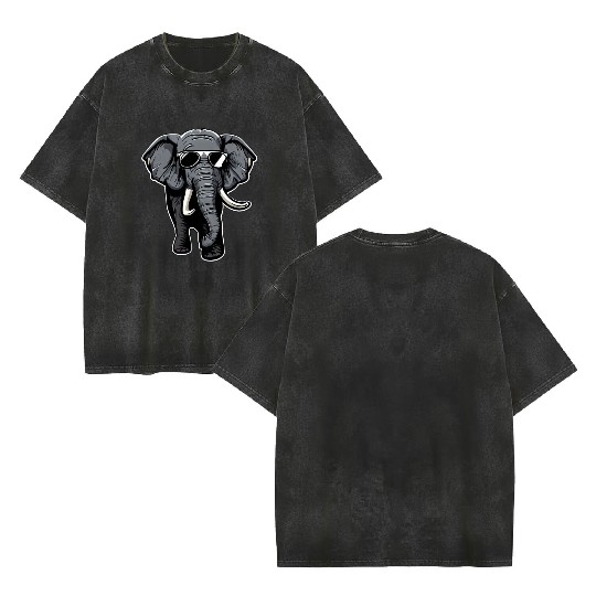 Cool Elephant Sunglasses Double Sided Mineral Wash T Shirts