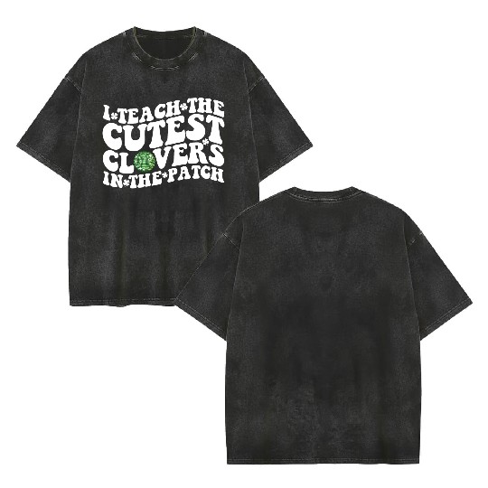 I Teach The Cutest Clovers In The Patch Disco Ball Double Sided Mineral Wash T Shirts