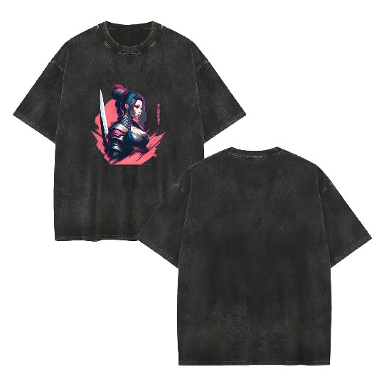 Cyberpunk Samurai Cyberpunk Double Sided Mineral Wash T Shirts