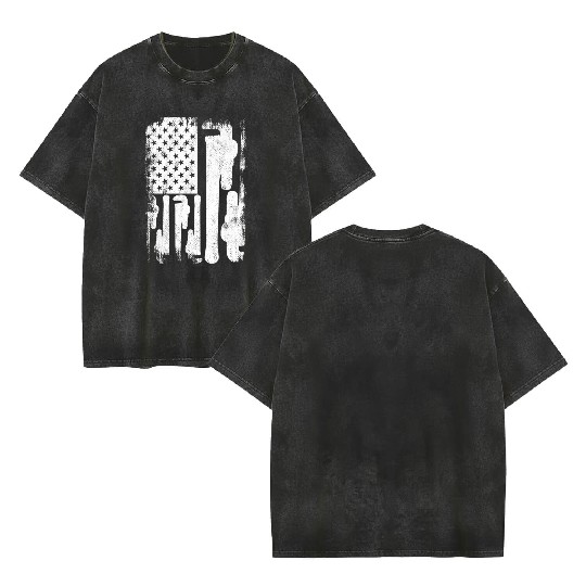 Patriotic US Plumber Double Sided Mineral Wash T Shirts