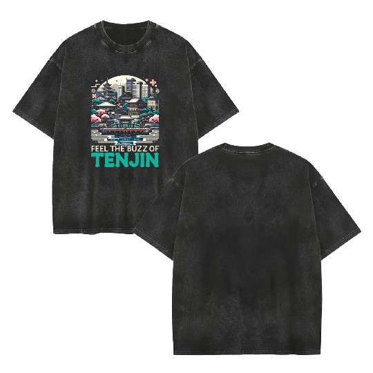 Fukuoka Japan Country Travel Vacation Japanese Double Sided Mineral Wash T Shirts