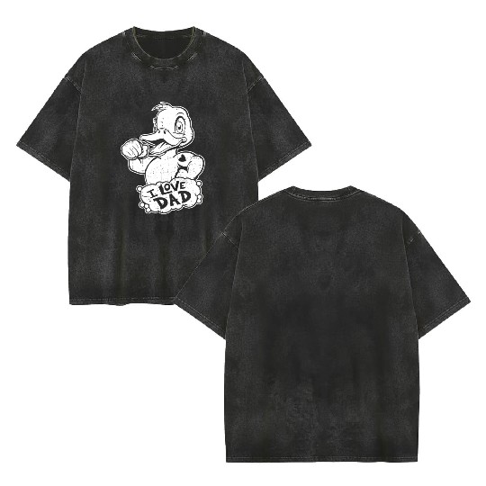 Duck Goose Geese I Love Dad Double Sided Mineral Wash T Shirts