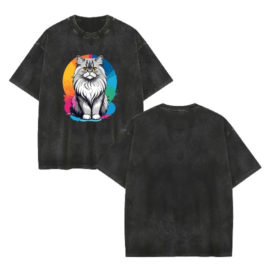 Persian Cat Double Sided Mineral Wash T Shirts