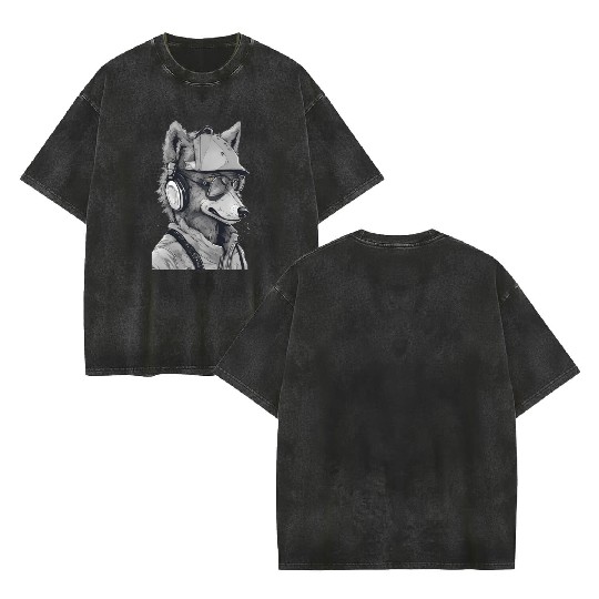 Wolf Hacker Double Sided Mineral Wash T Shirts