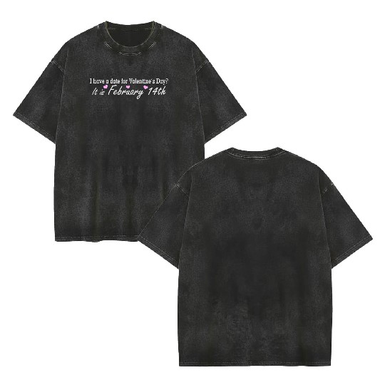 Valentine's Day Girlfirend Boyfriend Double Sided Mineral Wash T Shirts