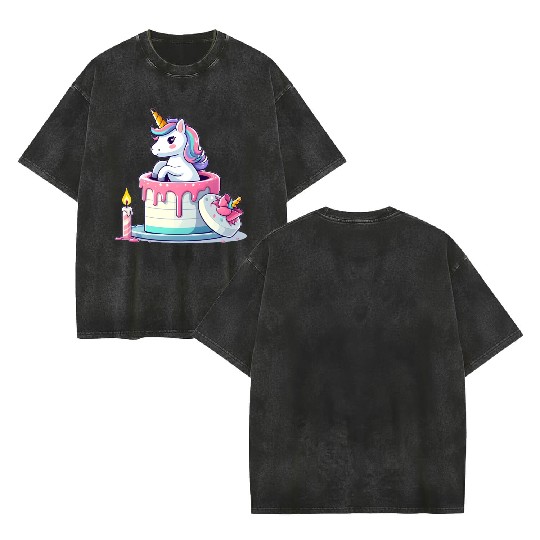 Unicorn Cake Surprise Double Sided Mineral Wash T Shirts