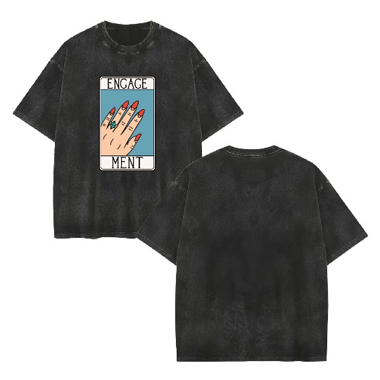 Engagement - Engaged Tarot Card - Wedding Proposal Double Sided Mineral Wash T Shirts