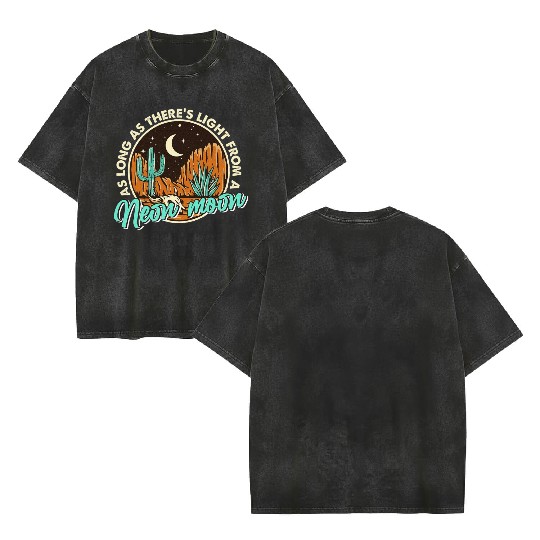 Neon Moon Cactus Country Mountain Vintage Retro Double Sided Mineral Wash T Shirts